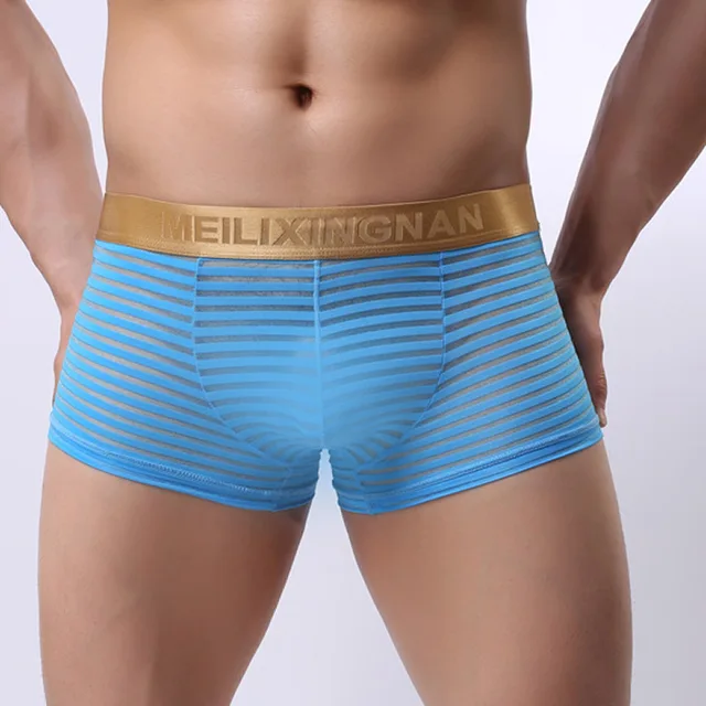 Hot koop boxer mannen underwear heren ondergoed transparant sexy hip