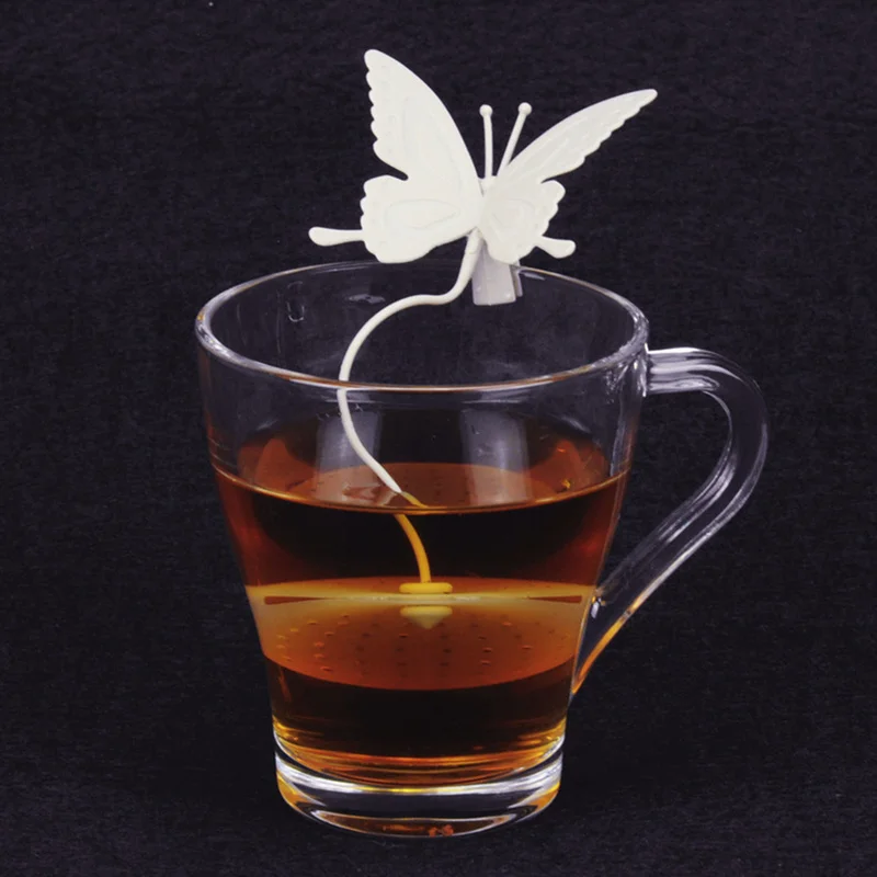 

Hot Sale Butterfly Tea Bags Teapot Silicone Teaspoon Filter Silica Tea Bags Tea Accessories Tea Bag Holder Kitchen Accessories