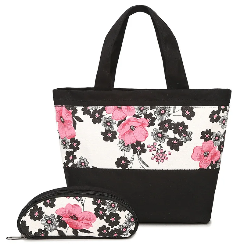Холщовый женский рюкзак с цветочным принтом сливы, школьный рюкзак для девочек-подростков, сумка-тоут для ланча и пенал