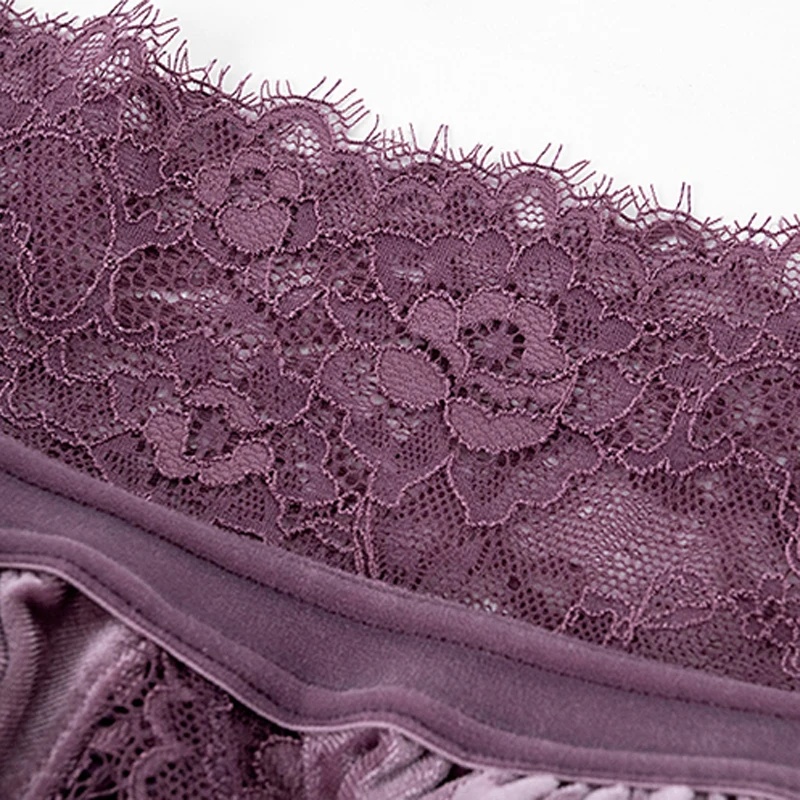 CINOON 2018 New Velvet Underwear Set Soft Lace Trim Lingerie wireless Bra Set Fashion brassiere comfortable bralette set