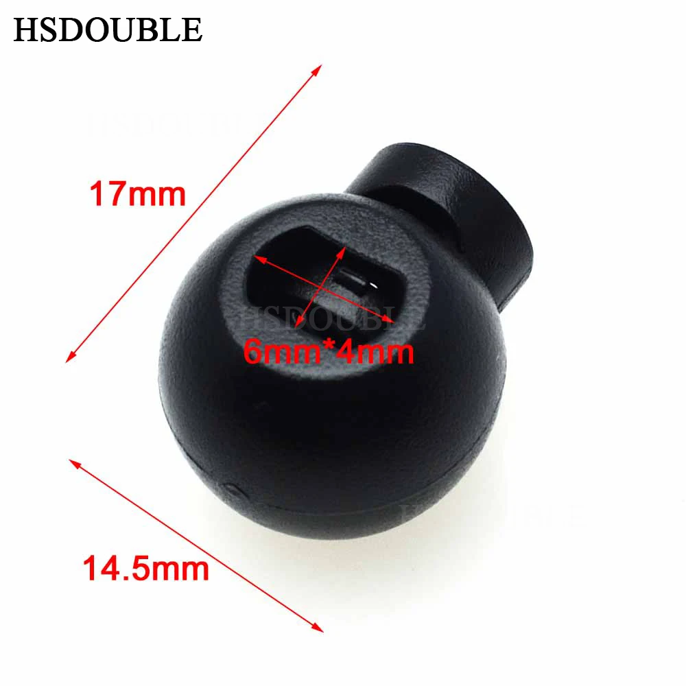 10pcs/pack Cord Lock Round Ball Toggle Stopper Plastic Size:17mm*14.5mm*12mm Toggle Clip Black