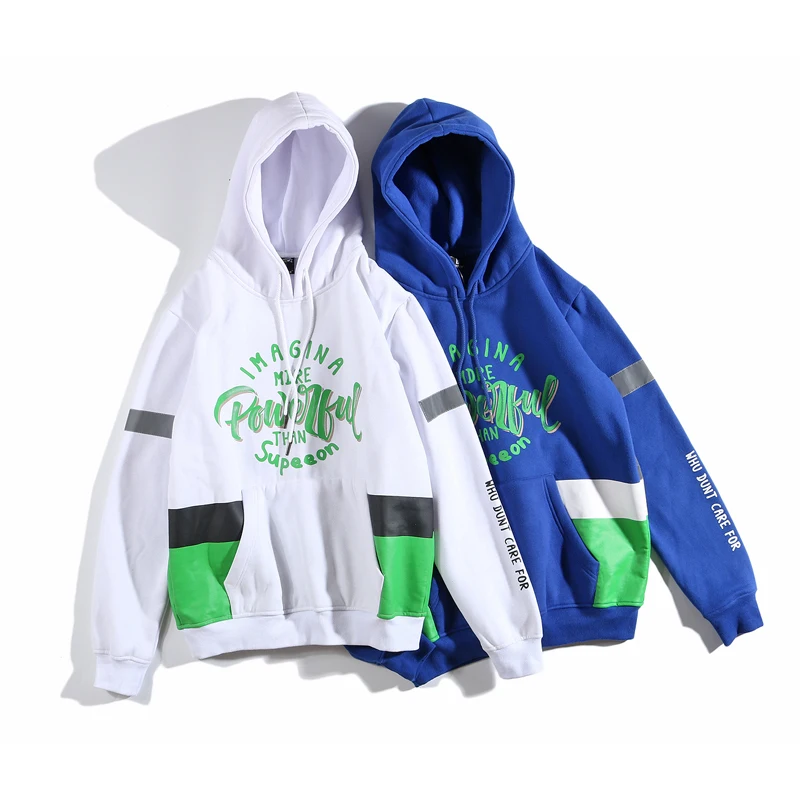YouthCodes 3M Reflective Hoodies Men Cotton Leaf Weed Hip Hop Navy Blue Printing Streetwear Justin Bieber Sweatshirt Men Winter