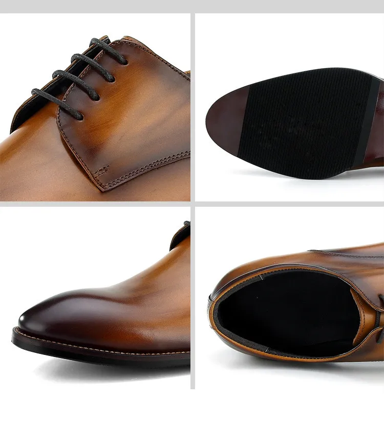 Коричневые/черные/коричневые модельные туфли в деловом стиле, мужские туфли из натуральной кожи, свадебные туфли, мужские туфли для жениха