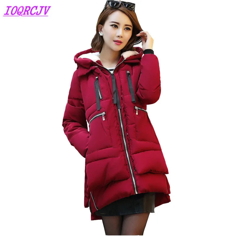 

Winter parkas womens 2018 Down cotton jacket Pregnant woman coat Thick warm hoodies Plus size Loose female cotton parkas H552