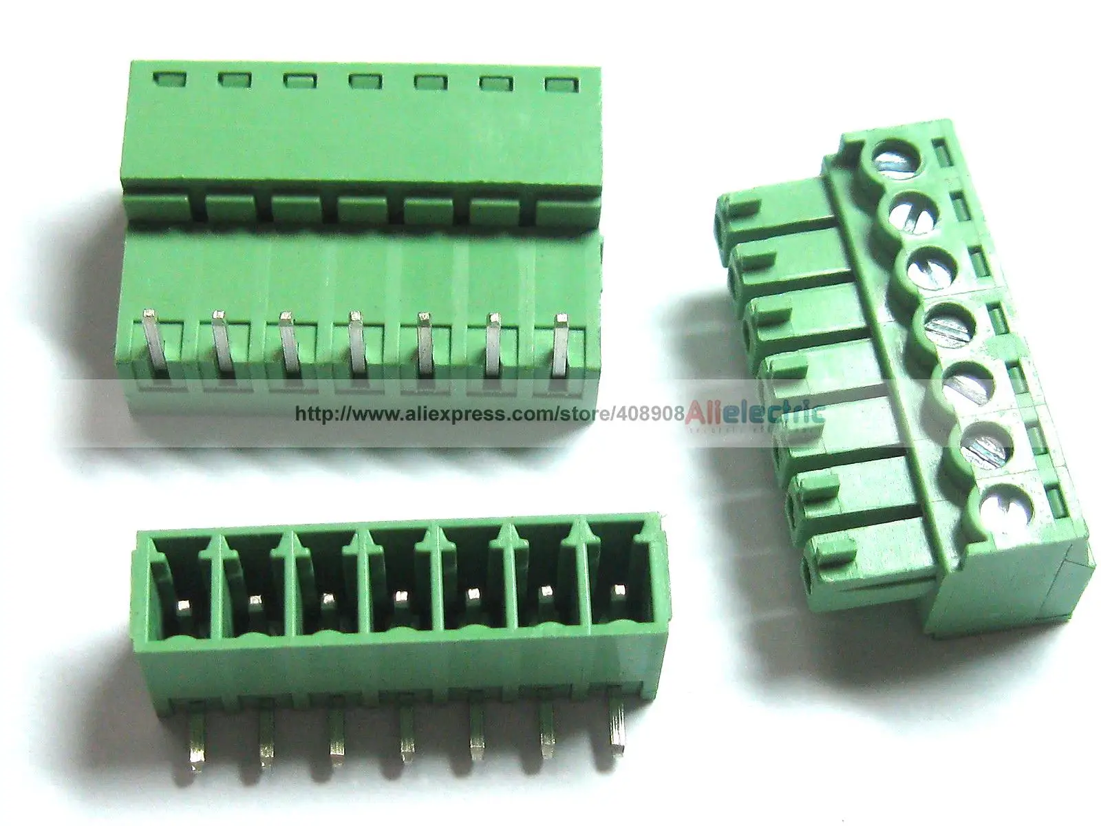 150 Pcs Screw Terminal Block Connector 3.5mm Angle 7 Pin Green