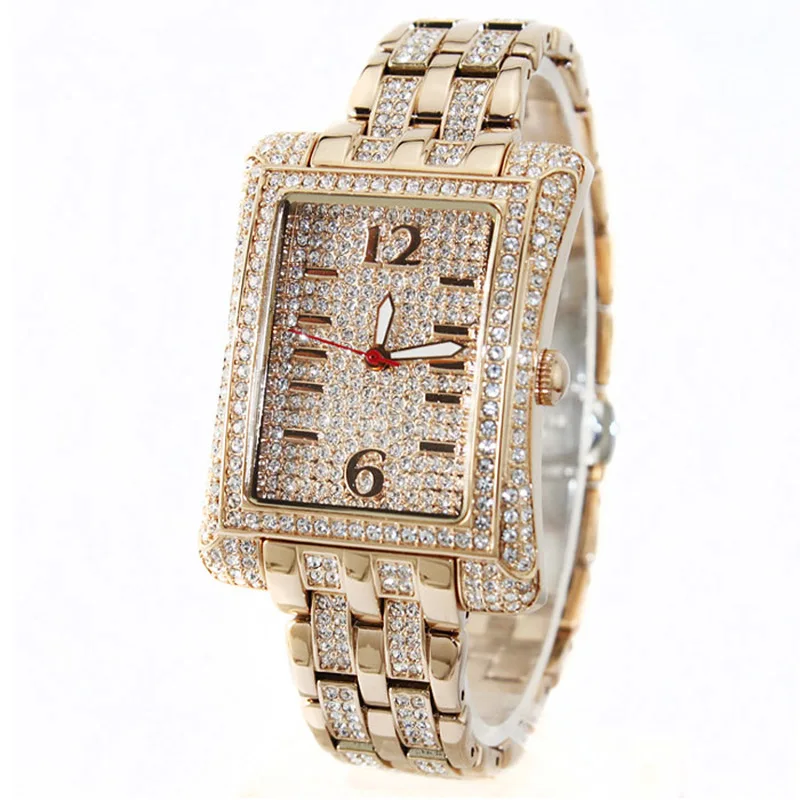 

24K Gold Full Diamond Watch Female Luxury Quartz Watch Woman Dress Watches Top Brand Ladies Steel Table Waterproof Clock Fashion