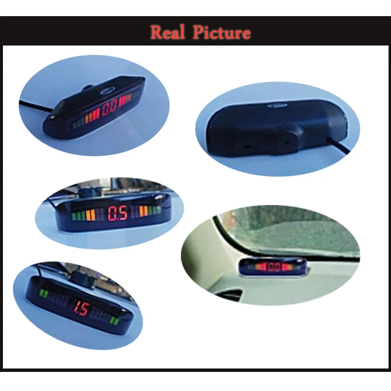 Koorinwoo Car Parking Sensors LCD Display 4 Radars bibi Alarm Alert Indicator Probe Parktronic Car-detector Grey White