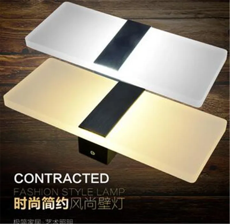 

new arrival acryl rectangular wall lamp black/white/golden/silver led wall lights for living room bedroom A044