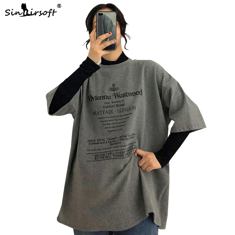

Letter Printing White T Shirt Women High Street O-Neck Loose Half Sleeve Tees Female Hip Hop Oversize Summer Top Clothing New