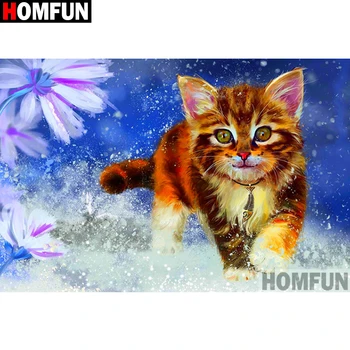 

HOMFUN Full Square/Round Drill 5D DIY Diamond Painting "Flower cat" 3D Diamond Embroidery Cross Stitch Home Decor A19060