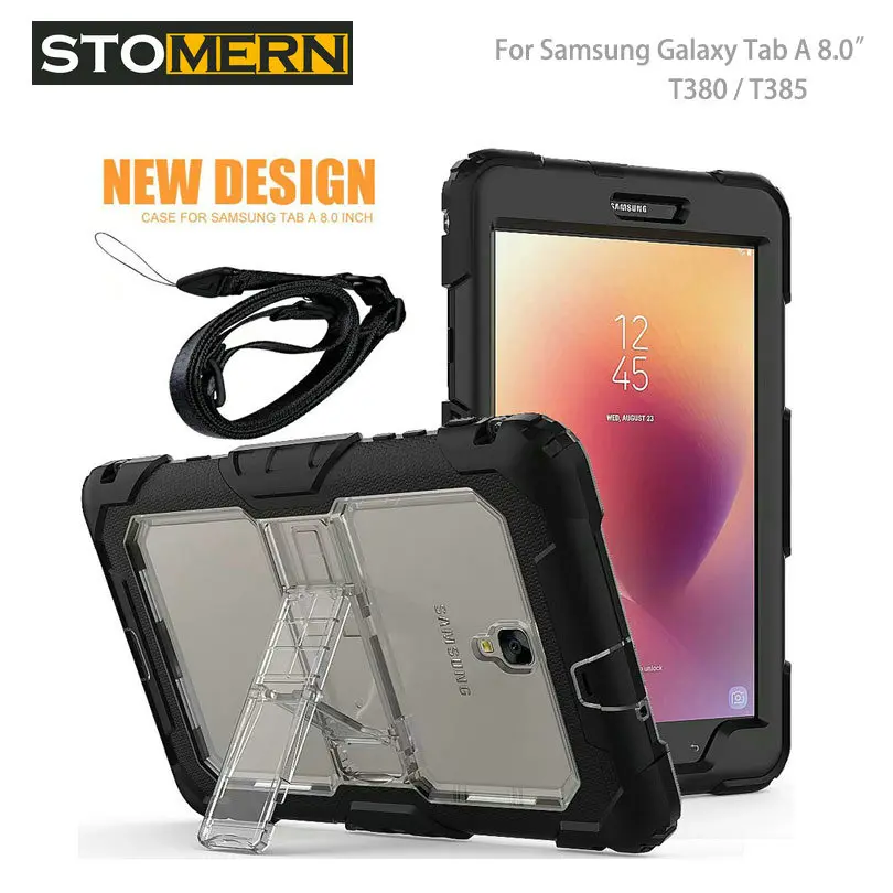 

Heavy Duty Case For Samsung Galaxy Tab A 8.0" T380 / T385 Rugged Tough Hybrid Armor Cover Silicone Plastic Clear Defender Shell