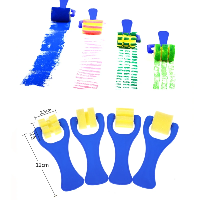 4 шт./компл. DIY губки для рисования кисти для рисования, игрушки для Для детей Обучающие прокатки Краски игрушка для рисования инструмент для граффити