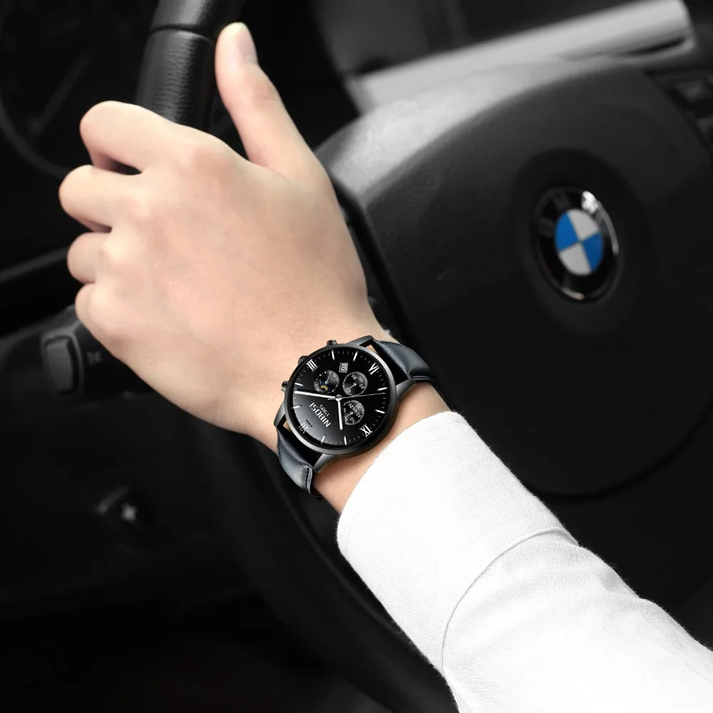 Montre Homme Marque De Luxe NIBOSI 2018 Men Watch Brand Luxury Leather Watch Men Waterproof With Moon Phase Blue Man Clock Saat  (21)