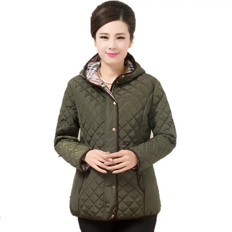 

new autumn winter mid-aged women cotton jackets short light thin hooded wadded coats mother clothing padded outerwear kp0996