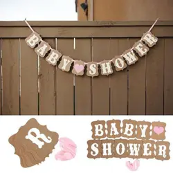Baby Shower баннер его мальчик девочка гирлянда из ткани День Рождения украшения для младенцев пол раскрыть поставки Вечерние