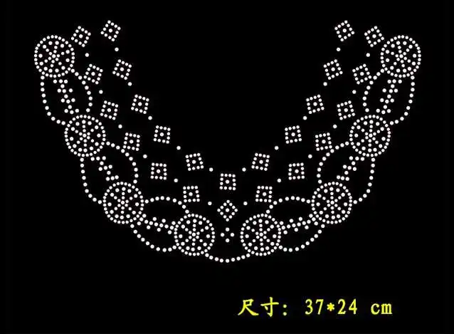 

2pc/lot Big neckline decor hot fix rhinestone iron on patches rhinestone applique iron on rhinestone transfer designs
