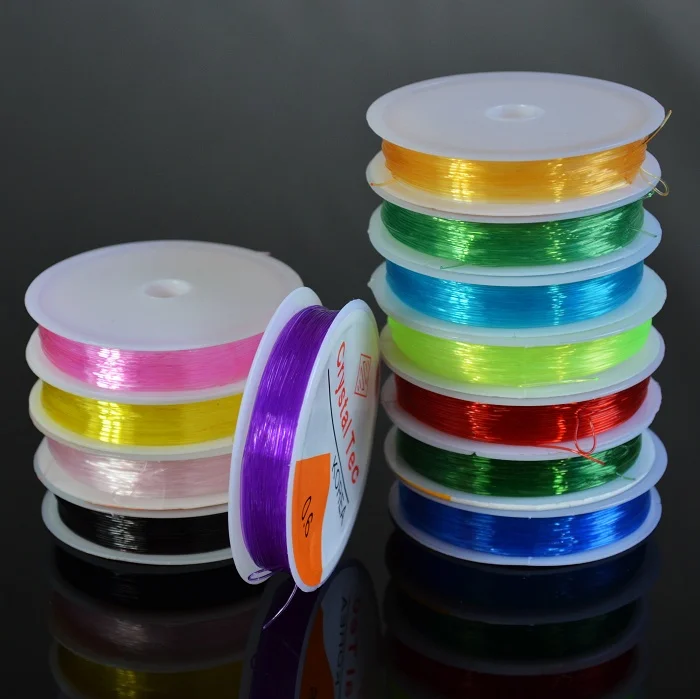 

8 Rolls/lot 0.8MM,1.0MM Korea Colours Crystal Tec Stretch Elastic Beading Cord String Thread DIY Jewelry Making Cord