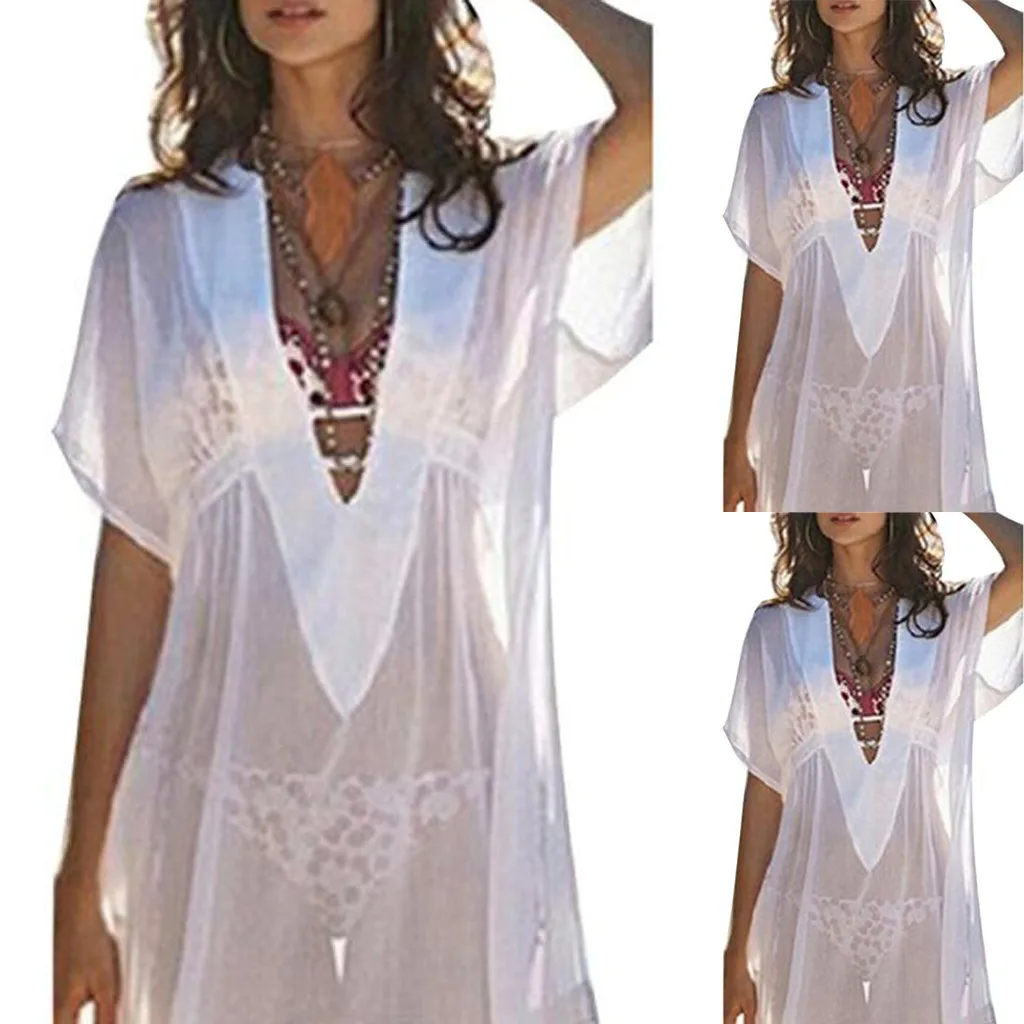 

Bikinis 2019 mujer Women Bikini Cover Up Swimwear Summer Beach Wear Off Shoulder Blouse Dress Cover-ups Dropping Biquini bathers