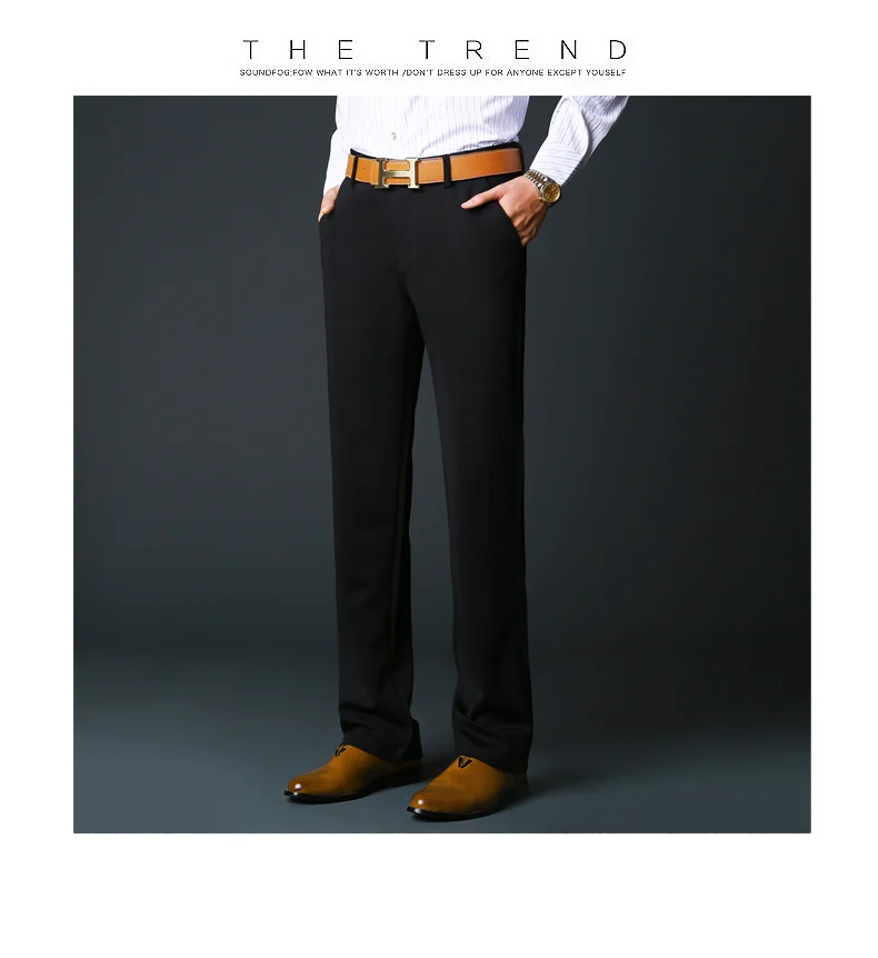 Однотонная одежда, Для мужчин костюм брюки, черный, темно-синий, большой Размеры 30-52, модные Бизнес мужской костюм брюки свободные и удобные