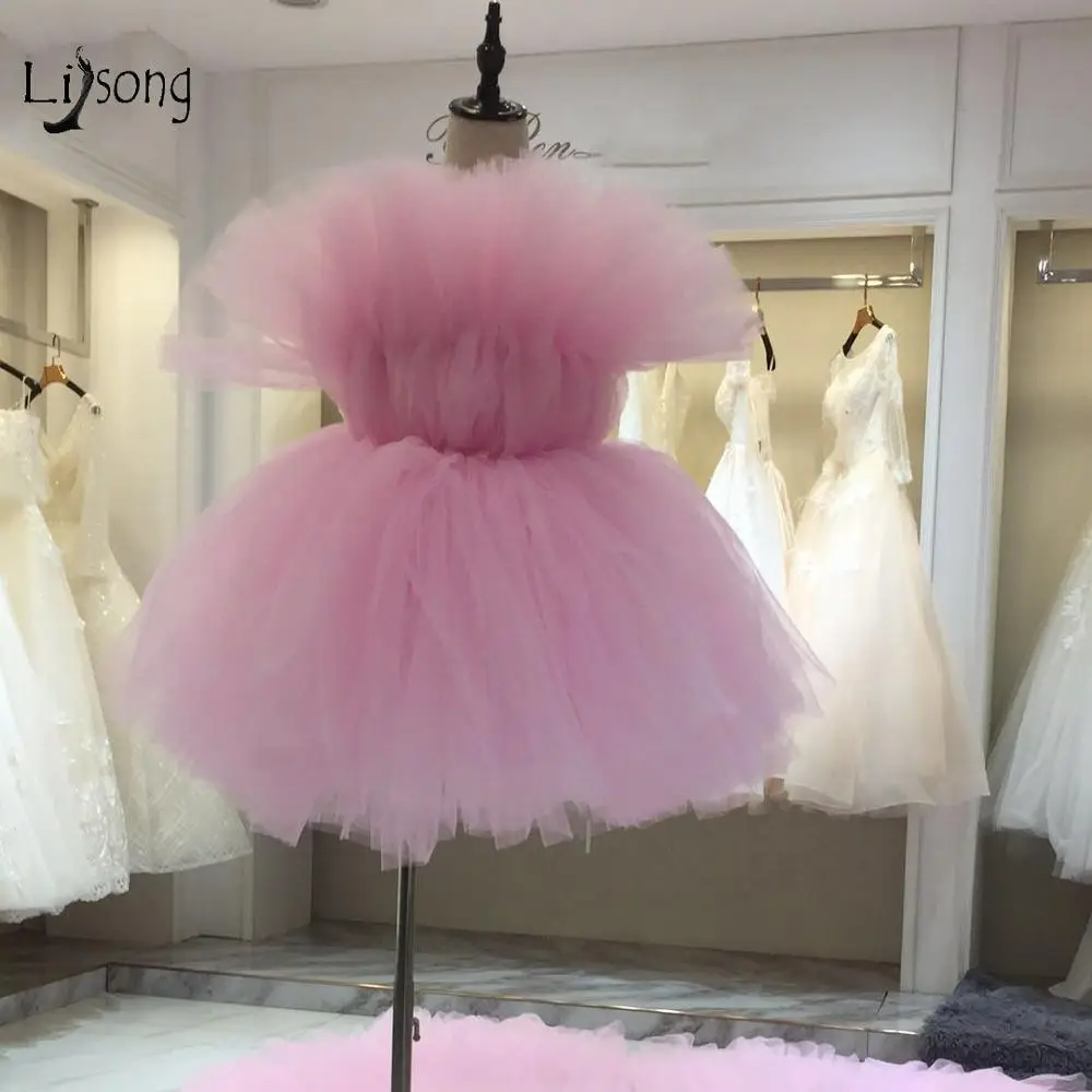 

Blush Pink 2019 Fashion Tutu Short Cocktail Dresses Ruffles Mini Sweet Party Dresses Robe De Cocktail Tutu Homecoming Dress
