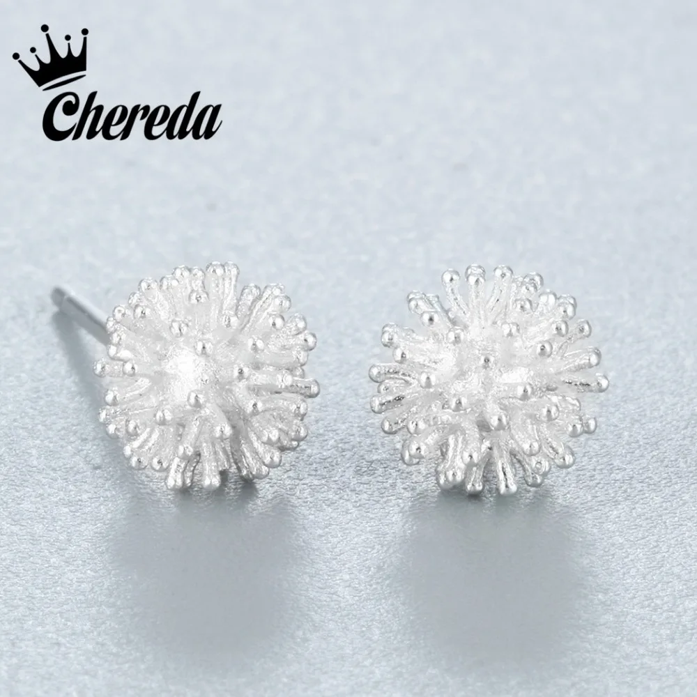 

Chereda 2018 Silver Round Ears Stud Earring Fluff Ball Geometry Lovers Refreshing Personality Deck Adornment Friend Accessories
