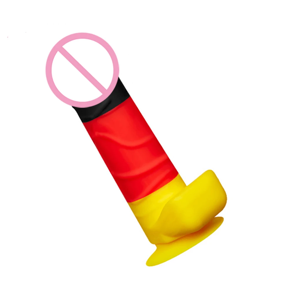 Germany Flag Color Thread Shape anal dildo for Male Medical Silicone with Sucker font b Sex
