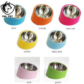 

Pet Cat Dog Food Drinking Bowl Stainless Steel Bowl For Cats Dogs With Plastic Melamine Leaning Stand 7 Colors Available SML