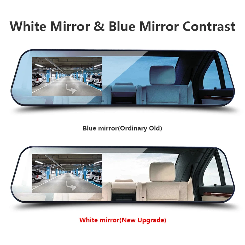 Car DVR Dash Camera 4.3 Inch 1080P White screen Car Camera Rearview Mirror With DVR And Camera Auto