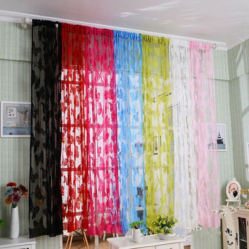 

Butterfly Tassel String Door Curtain Wear Rod Fashion Window Room Divider 12Colors for Choice Fly Net