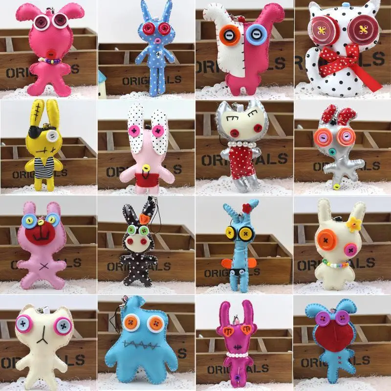 

Free Shipping 10CM Kawaii PU Dolls Mobile Phone Cell Phone Handmade Cloth Dolls Charm Phone Straps Puppet Bag Pendant