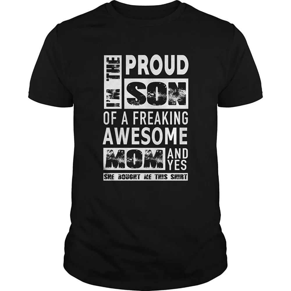 I'M The Proud Son Of A Freaking Awesome Mom T-Shirt (Unisex) Family Shirts Gifts Cheap Sale 100 % Cotton | Мужская одежда