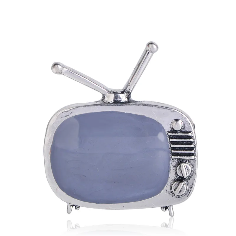 FUNMOR Винтаж кабельного телевидения Форма сплава броши серый эмаль ностальгию ТВ Брошь контакты Для женщин Для мужчин сувенир вечерние бижутерия - Окраска металла: Antique Silver Color