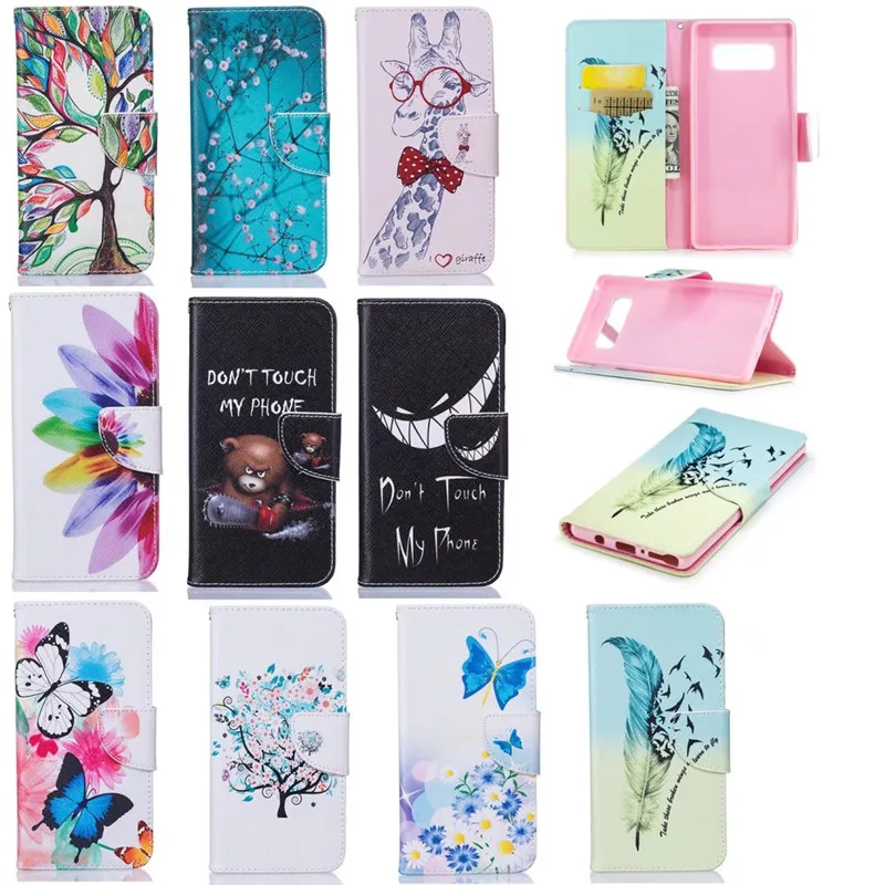 

Luxury wishing tree giraffe leather For Samsung note 8 note 5 note3 4 flip card slot wallet For Galaxy S3 S4 S5 S6 S7 S8 cover