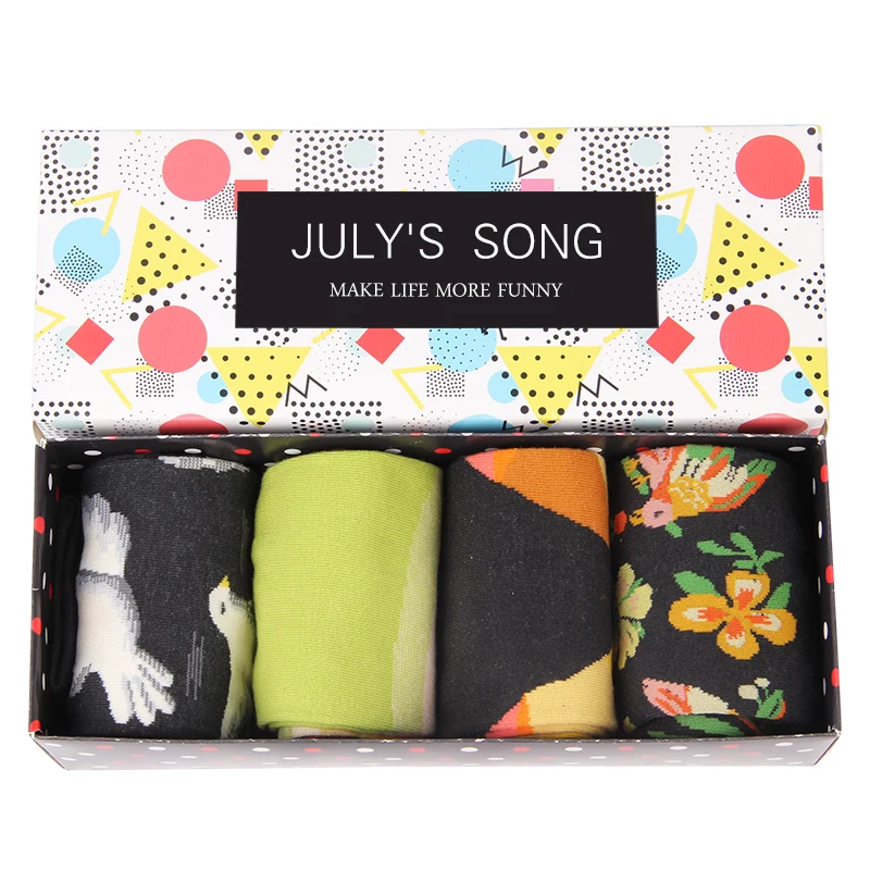 JULY'S песня без коробки 4 пары много Happy Socks Для мужчин s смешные носки брендовые хлопковые Для мужчин платье носки креативные носки