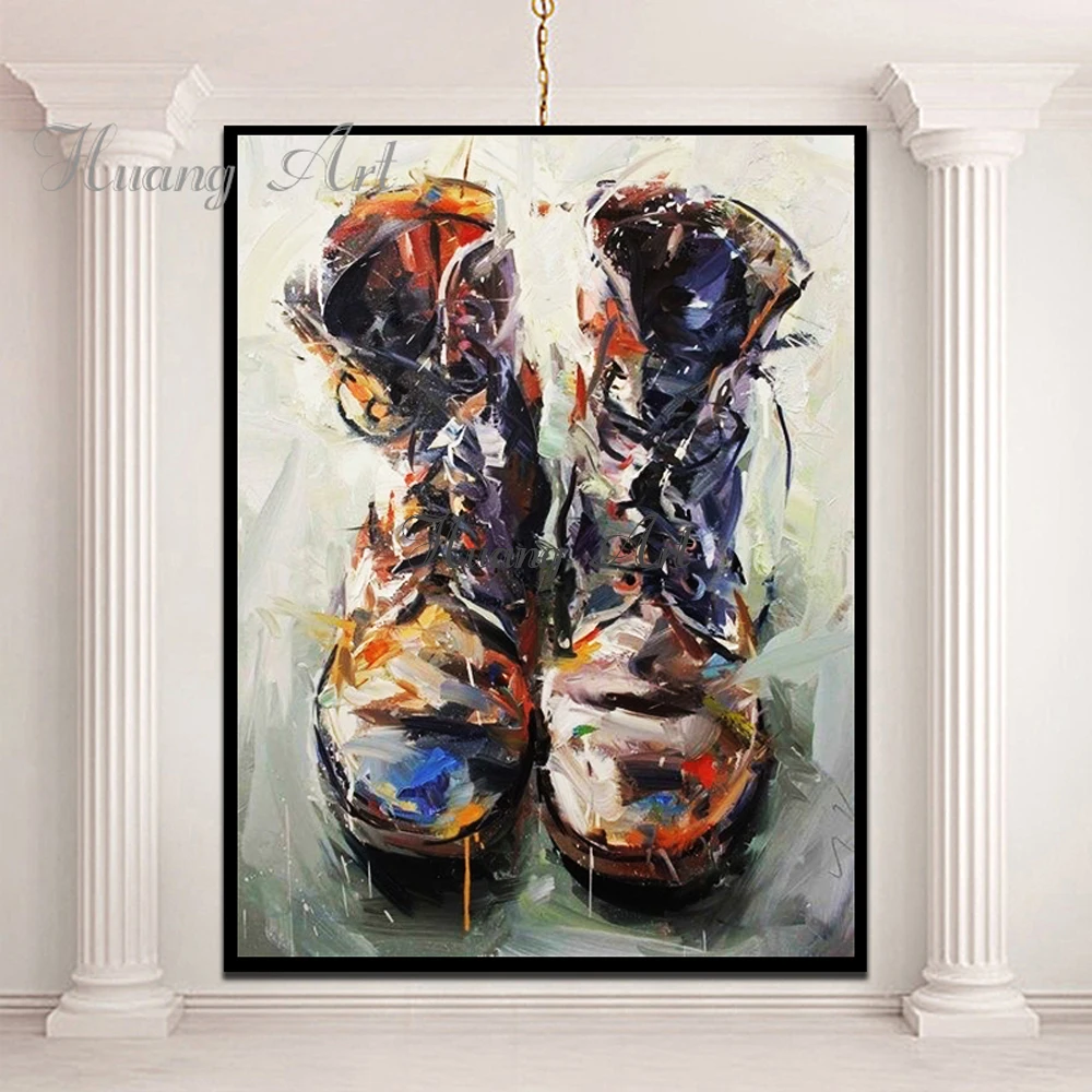 Botas sapatos pintados à mão pinturas a