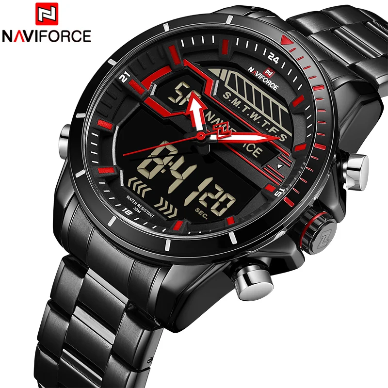 Часы наручные NAVIFORCE Мужские кварцевые спортивные армейские Водонепроницаемые