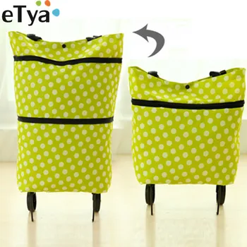 

eTya 1PCS Shopping Bag for Women Reusable Handbags Supermarket Cart Shopping Trolley Wheel Bags Grocery Case Pouch