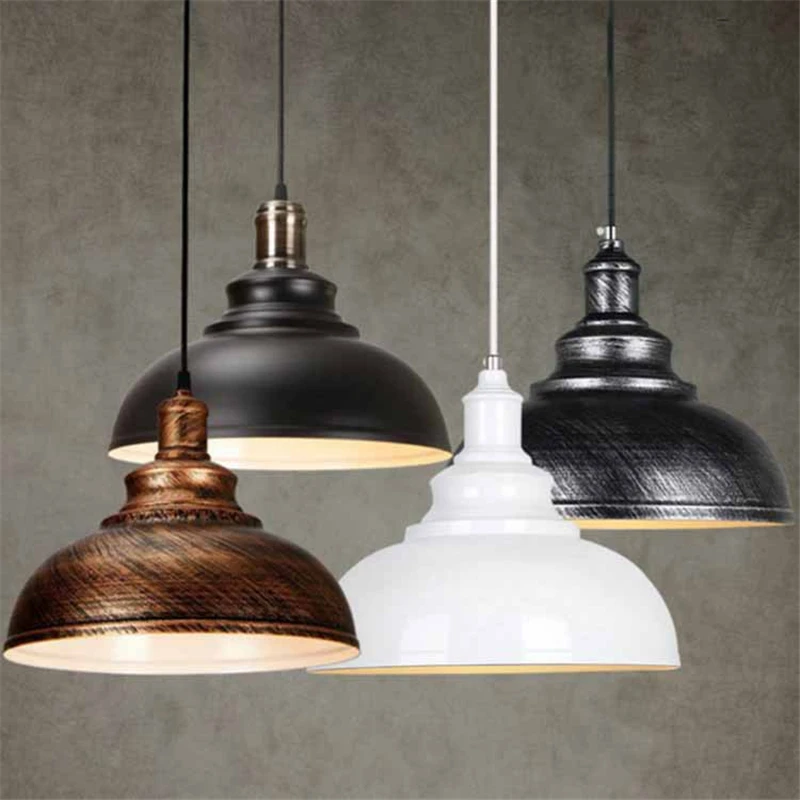 

Vintage Pendant Light Industrial Iron Loft Hanging Light Black White for Dining Room Bedroom Living Room Shop