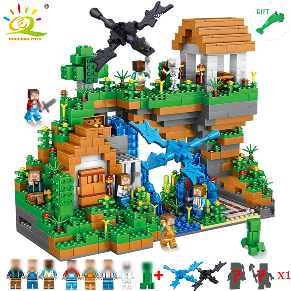 

HUIQIBAO TOYS 957+pcs My World Hidden Water Fall Building Blocks Bricks Compatible Legoed Educational Toys Hobbies For Children