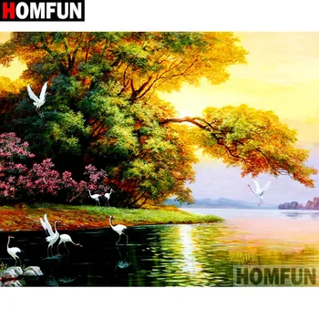 

HOMFUN Full Square/Round Drill 5D DIY Diamond Painting "Scenic crane" Embroidery Cross Stitch 5D Home Decor Gift A17029