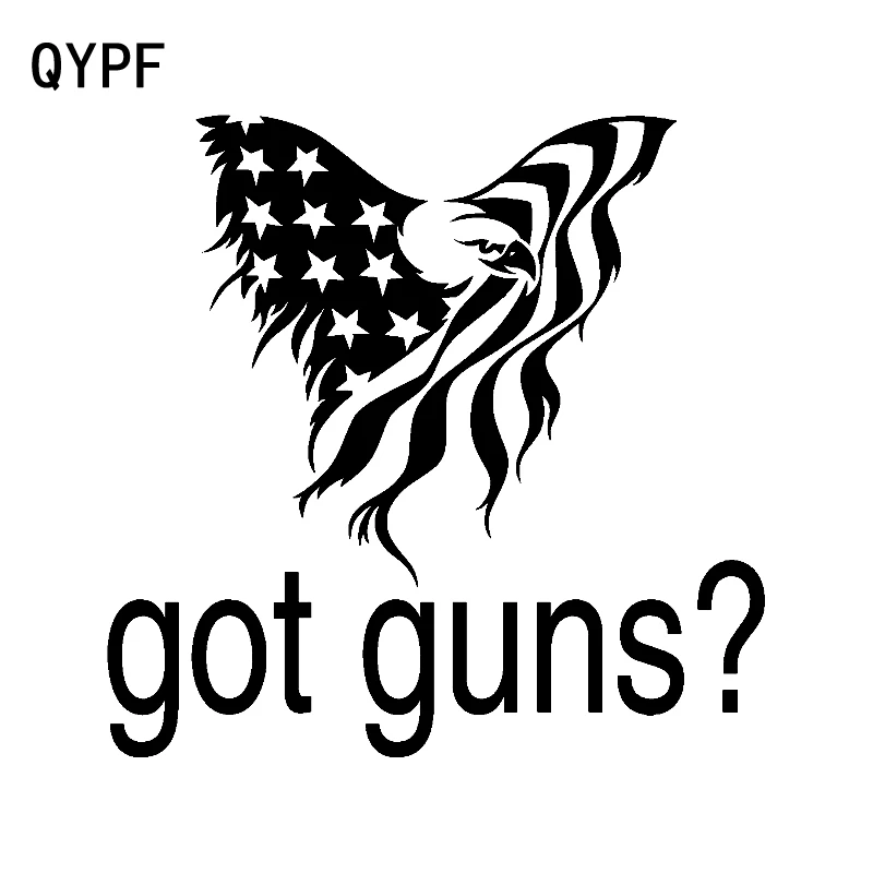 

QYPF 15.5CM*15.2CM Fashion GUN COOL AMERICAN EAGLE Car-styling Decal Vinyl Decor Car Sticker Black/Silver C15-0893