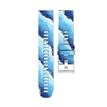 

Ouhaobin Printing Replacement Silicagel Strap Quick Install Soft Sea Blue Strap For Garmin Fenix 5 GPS Watch Straps