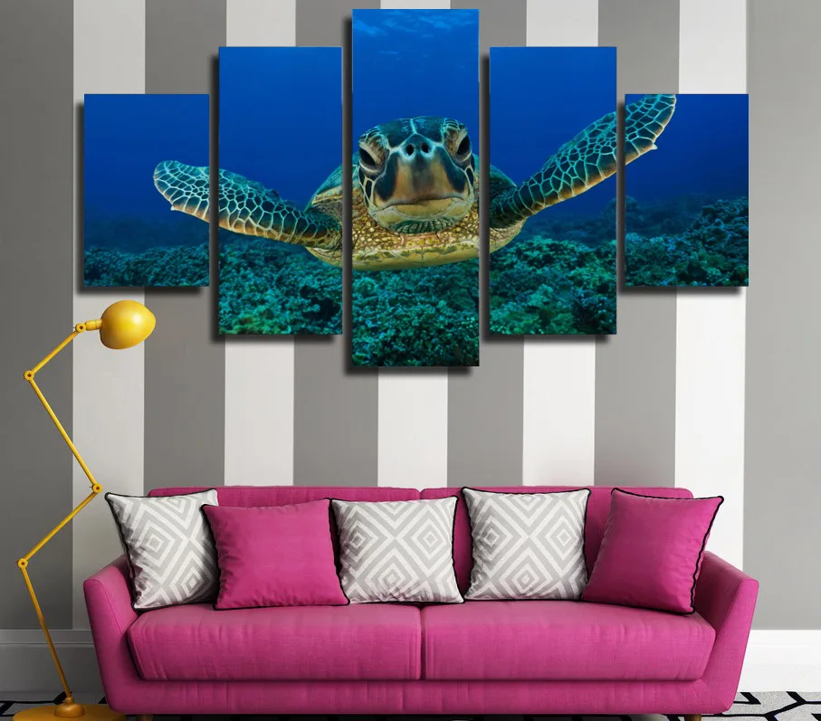 Framed-Printed-Deep-Sea-Turtles-Painting-on-canvas-room-decoration-print-poster-picture-canvas-Free-shipping