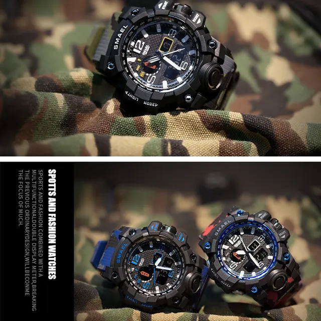 SMAEL Marka Fashion Watch mężczyźni wodoodporny Sport Military Zegarki 1545 mężczyźni luksusowy zegarek analogowy kwarcowy podwójny wyświetlacz zegarek tanie i dobre opinie Quartz Wristwatches Complete Calendar Shock Resistant Rattrapante Stop Watch LED display Auto Date Water Resistant Back Light Chronograph Multiple Time Zone Alarm Perpetual Calendar SMAEL Marka Fashion Watch mężczyźni wodoodporny Sport Military Zegarki 1545 mężczyźni luksusowy zegarek analogowy kwarcowy podwójny wyświetlacz zegarek tanie i dobre opinie Quartz Wristwatches Complete Calendar Shock Resistant Rattrapante Stop Watch LED display Auto Date Water Resistant Back Light Chronograph Multiple Time Zone Alarm Perpetual Calendar