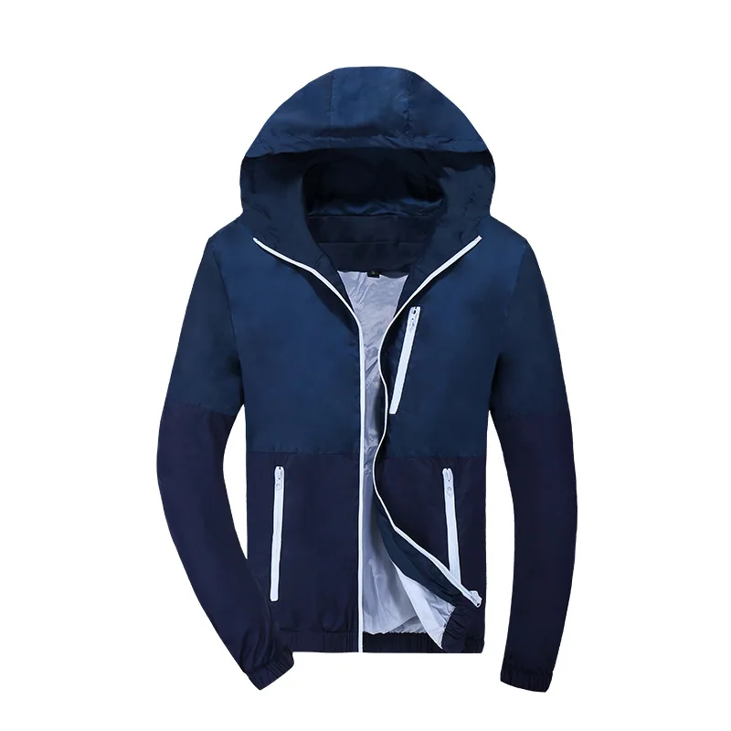 

2019 Men Jacket Spring Summer Fashion Style Hooded Patchwork Casual Jackets Male Thin Outwear OverCoat Windbreak Mens Jackets
