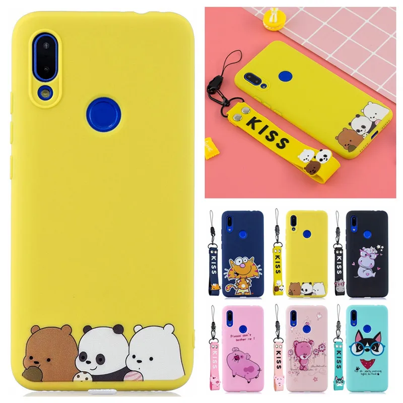 

Xiaomi Redmi Note 7 Case on for Coque Xiaomi Redmi Note 7 Pro Redmi 7 Cover Candy Soft TPU Silicone Back Cover With Lanyard Case