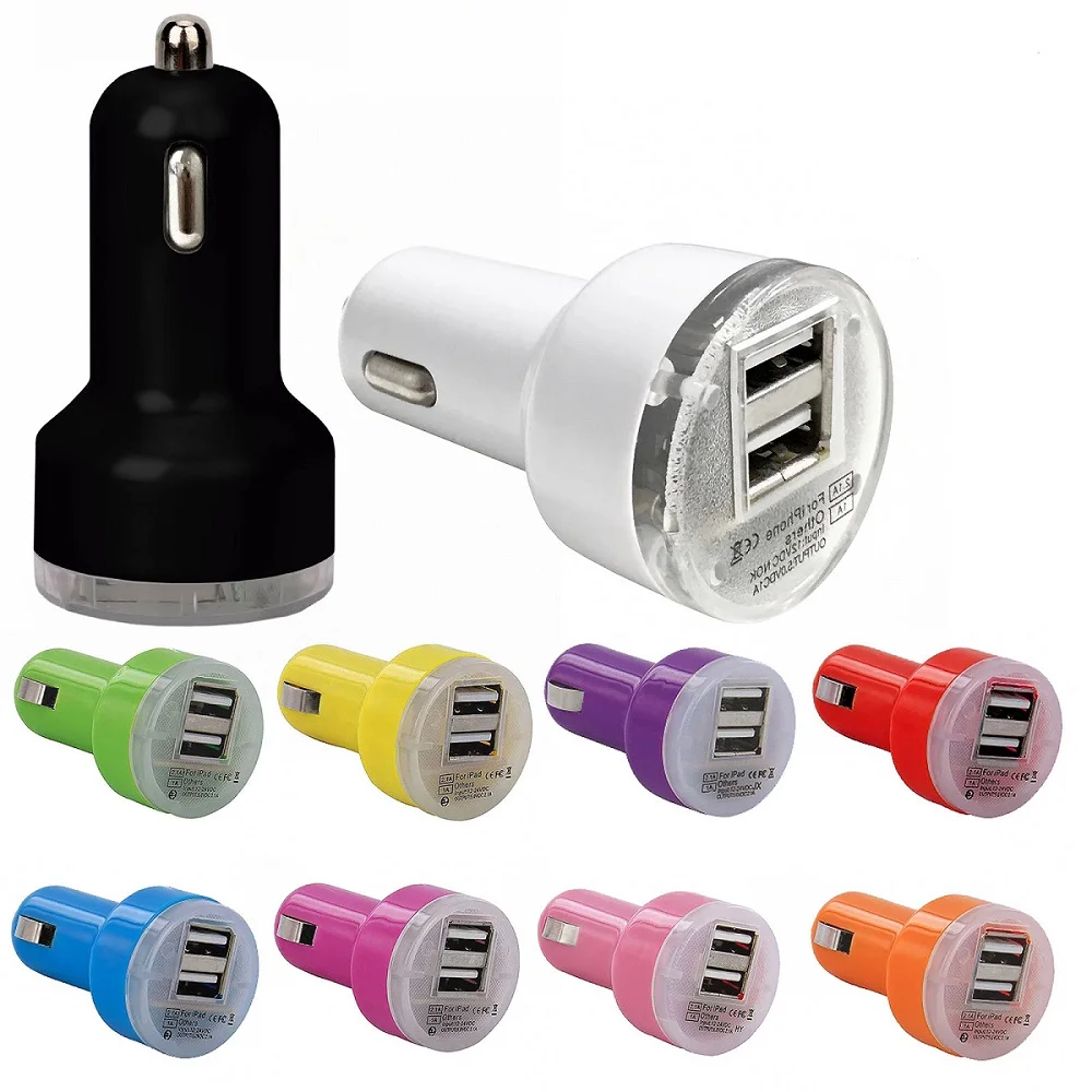 

100pcs/lot Classic design 2 USB Port Car Charger Adapter 3.1A For iPhone 4 5 6 LG HTC Samsung Phone