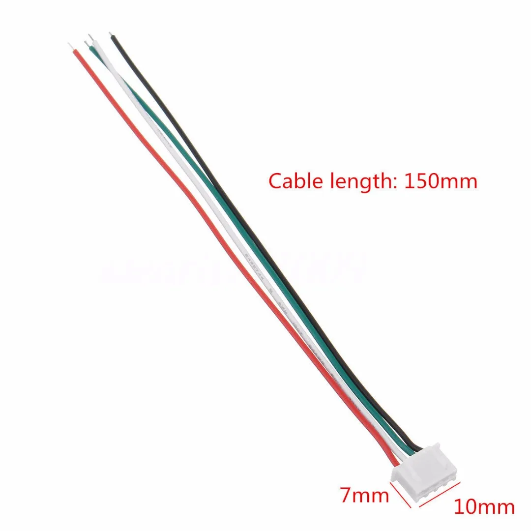 10 Set  Mini Micro JST XH 2.54mm 4 Pin Connector Plug  With 24AWG 1007 Wires 150mm Length
