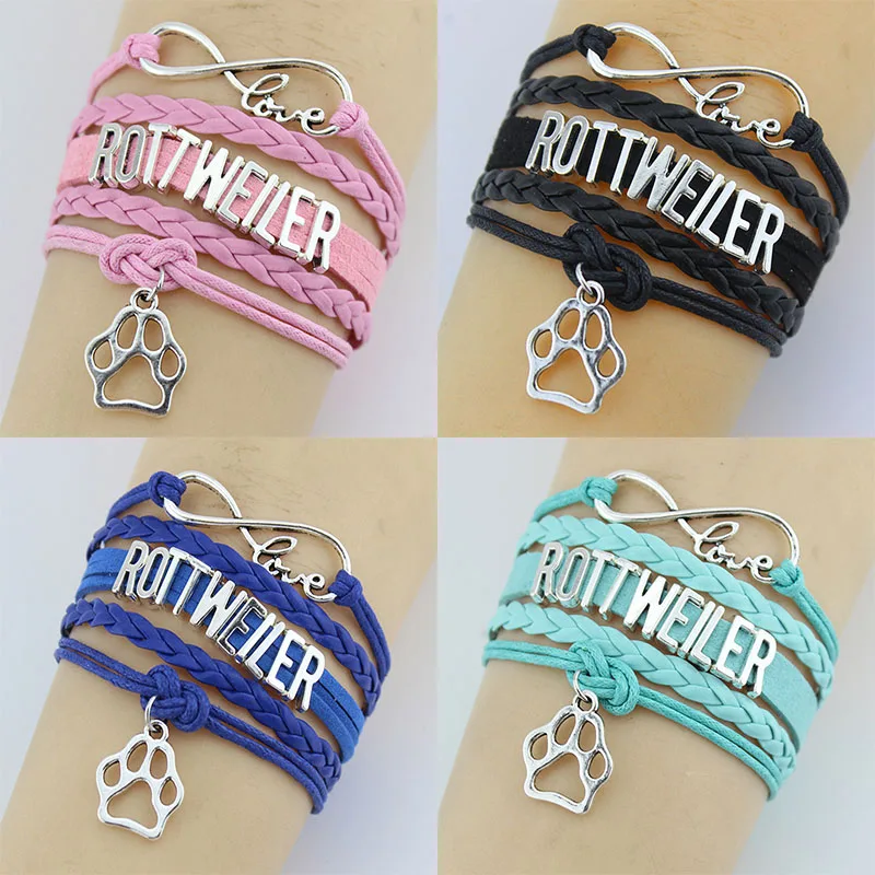 Прямая поставка Бесконечность любовь Ротвейлер пород браслет с подвесками