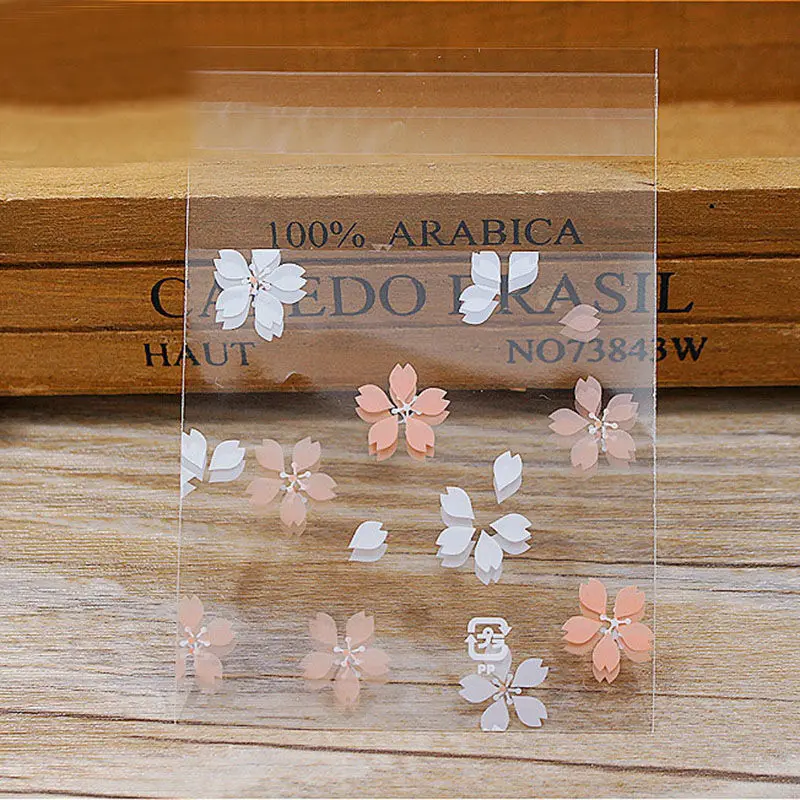 50 Pcs 7*10cm/7*7cm  Cute Pink Bow Design Cake Gift Packages OPP Bags Plastic Candy Cookies Biscuits Bags Wedding Party Supplies 